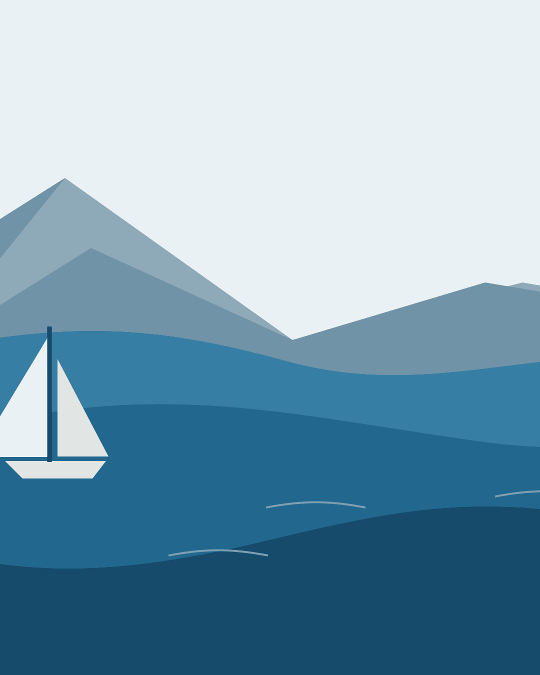 Carousel slide 2 of 3, the sailboat and mountain lake, 1080 by 1350 pixels
