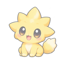 The seated yellow electric creature at half opacity, retaining its soft transparent edges
